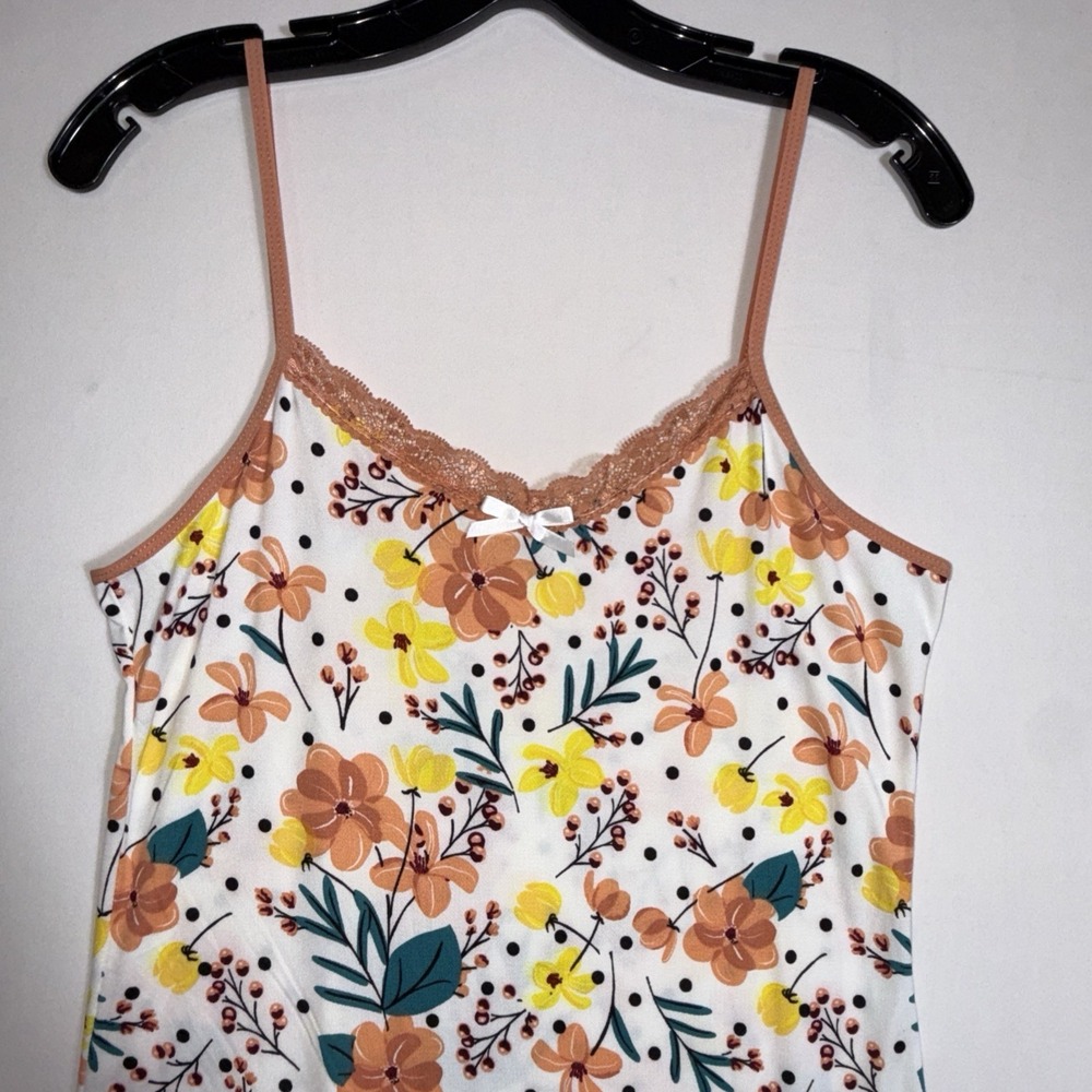 Mayfair Ladies Poly‎ Spandex Chemise Small Floral Lace Trim Loungewear NWT